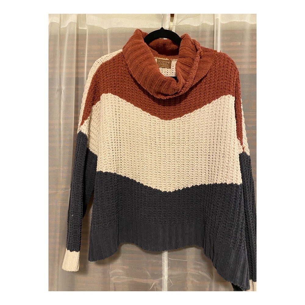 Turtle Neck Waffle Knit Sweater